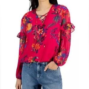 INC International Concepts Paradise Floral Blouse NEW